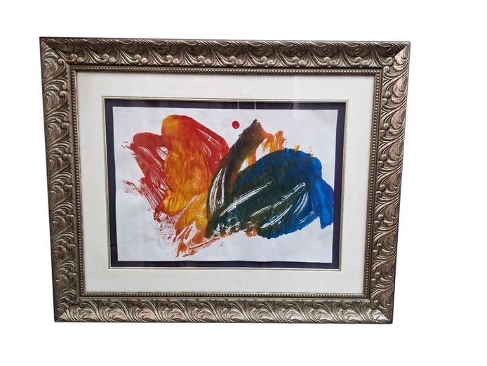 Framed Abstract Expressionist Watercolour Painting
