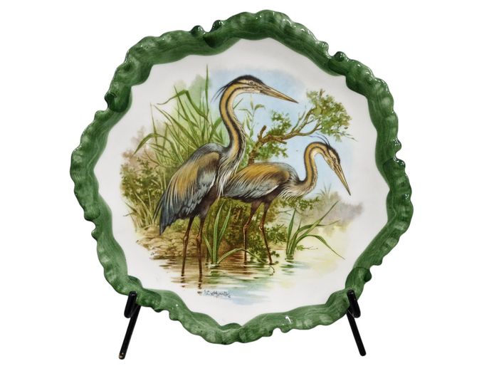 J.C. van Hunnik Handpainted "Pottery Garden" Heron Decorative Plate