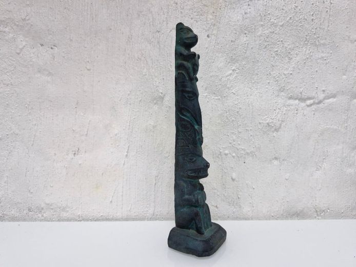 Northwest Coast Style Verdigris Totem Sculpture