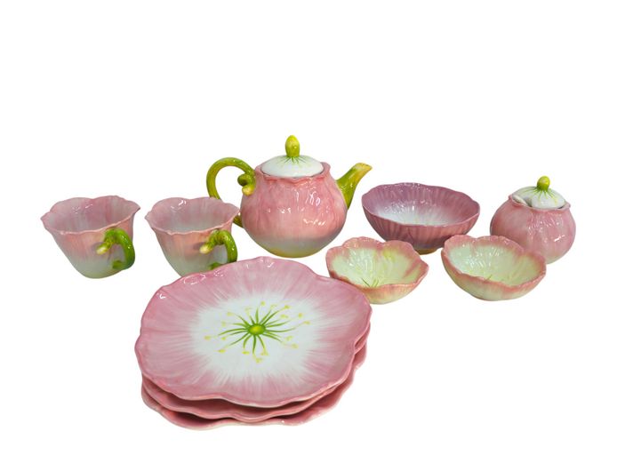 Artisan-Style Floral Ceramic Tea Set