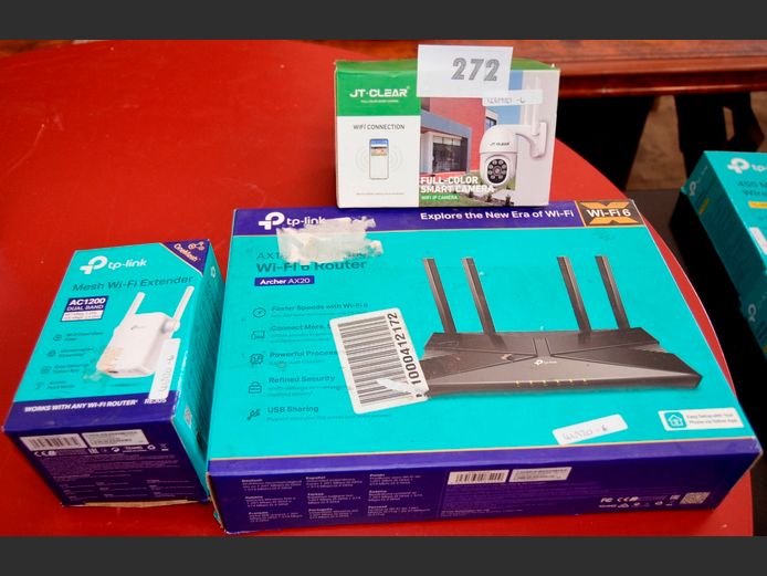 TP LINK WI-FI ROUTER, RANGE EXTENDER & A JT CLEAR WI-FI CAMERA [Untested]