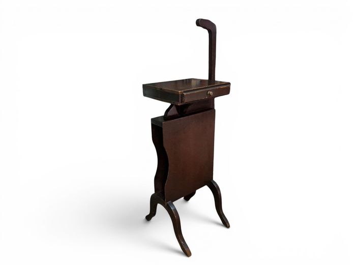 Vintage Wooden Telephone Stand with Integrated Magazine Rack
