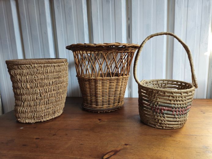 Collection of Vintage Rattan & Bamboo Baskets