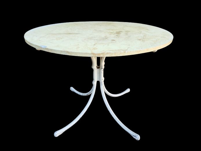 Cast Aluminum Pedestal Bistro Table with Painted Marble Top