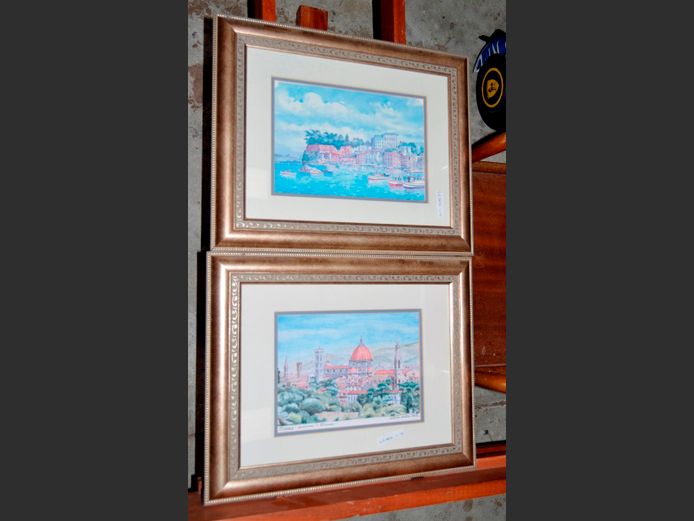 PAIR GILT FRAMED WATERCOLOURS, 24 x 17cm