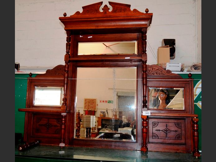 LARGE MAHOGANY OVER MANTLE DRESSER TOP, 178 x 122cm