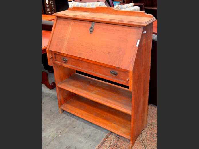 ENGLISH OAK FALL FRONT WRITING BUREAU, 91 x 36 x 110cm [Watermarks to top]