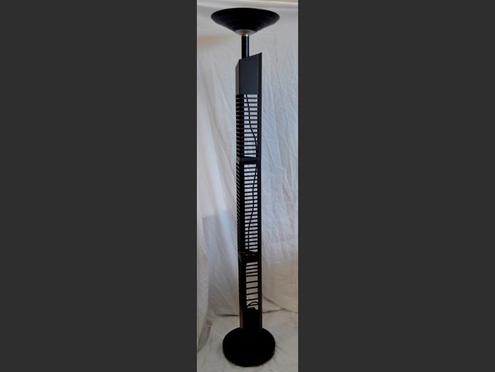 BLACK METAL UPLIGHTER/CD RACK, 179cm High