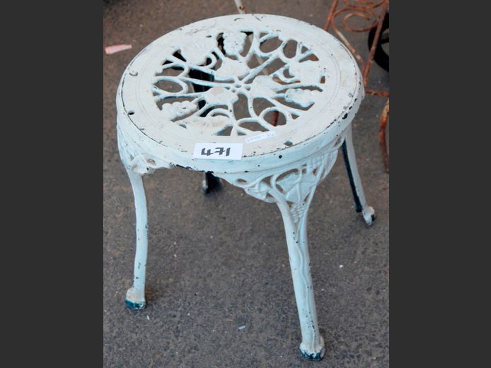 WHITE CAST IRON STOOL, 40cm Diameter x 45cm High
