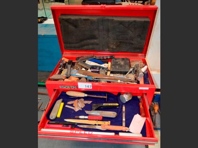 STACK-ON TOOLBOX WITH CONTENTS, 56 x 30 x 35cm