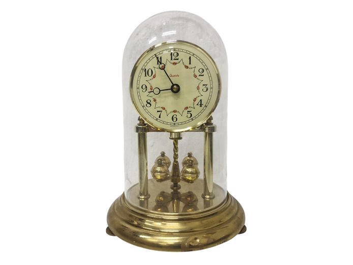 Vintage German Quartz Anniversary Clock with Glass Dome