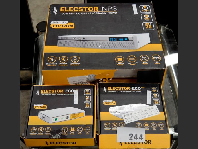 ELECTSTOR 75WH MINI UPS & 3 x 18WH MINI U.P.S's ELECSTOR 158WH POWER STATION & 18W MINI UPS [Untested, no power supply]