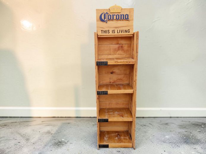 Corona "This Is Living" Rustic Wooden Display Stand