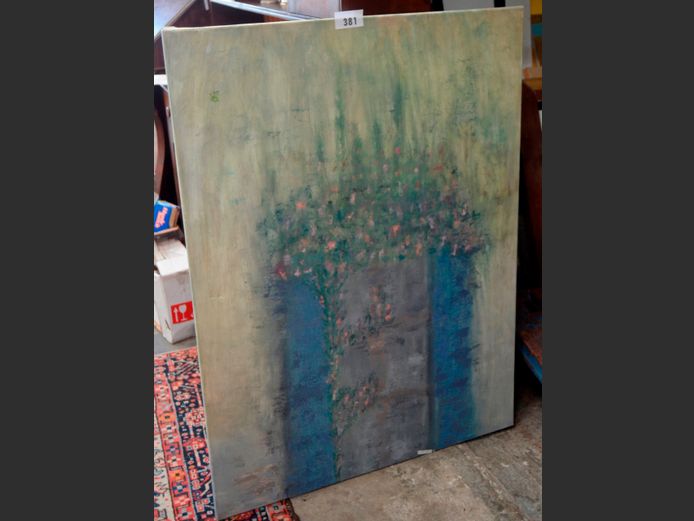 UNFRAMED ABSTRACT OIL ON CANVAS "SPRING", 120 x 90cm