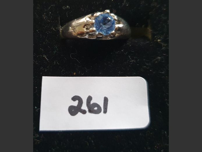 SILVER DRESS RING WITH LIGHT BLUE STONE