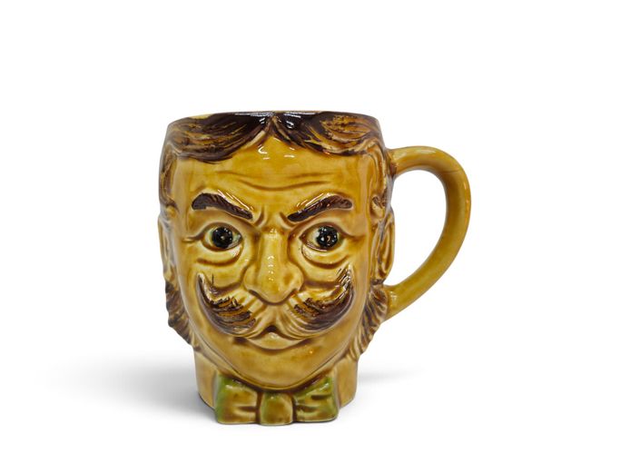 Vintage Japanese Glazed Ceramic Gentleman Character Moustache Mug