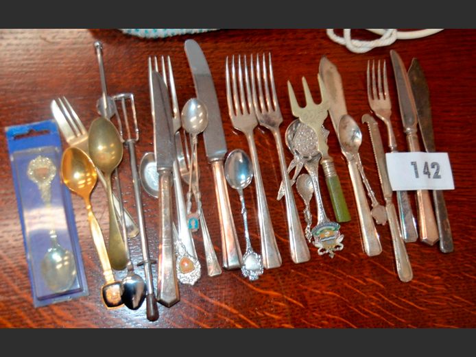 SILVER PLATE KNIVES, FORKS, SPOONS, etc