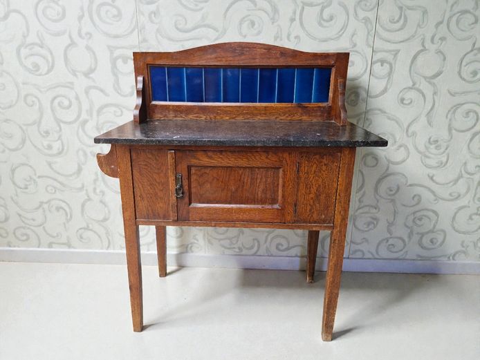 Antique Oak Washstand with Granite Top