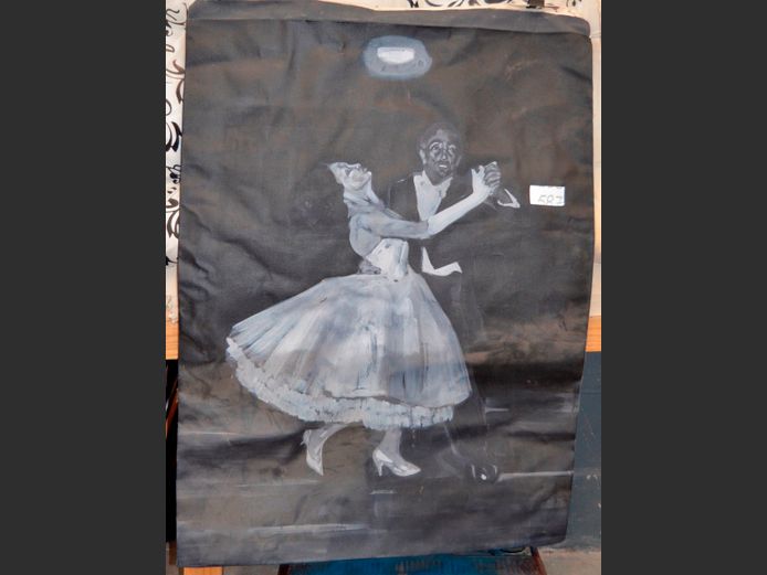 UNFRAMED OIL ON CANVAS "BALLROOM DANCERS", 107 x 80cm