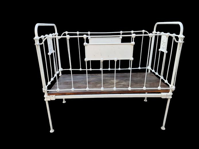 Vintage Wrought Iron & Baby Crib with Drop Sides