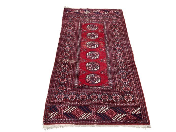 Vintage Red Afghan Hand Woven Turkoman Rug