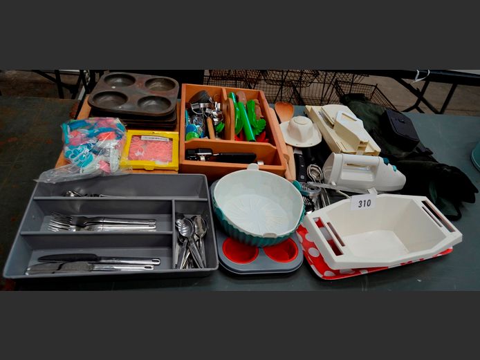 KITCHEN UTENSILS, MUFFIN PANS, CUTLERY, etc
