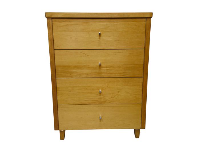 Mid-Century Modern Blonde Wood 4-Drawer Chest of Drawers