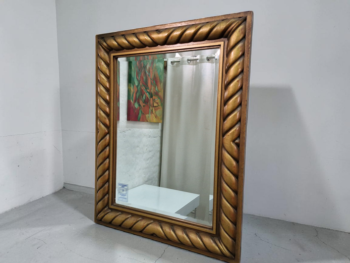 Large Gilt Rope-Twist Beveled Mirror
