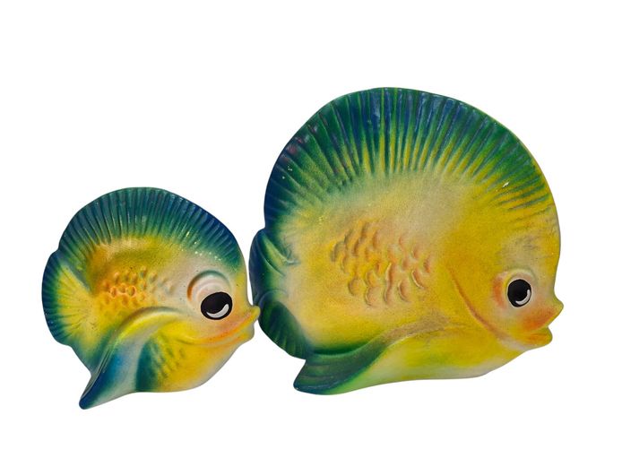 Pair of Vintage Stylized Ceramic Fish Figurines