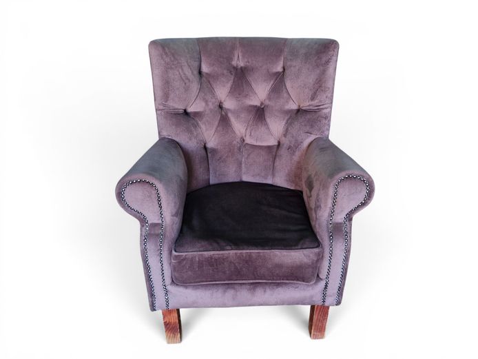 Tufted Mauve Wingback Armchair
