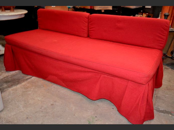 METAL & RED UPHOLSTERED DAYBED