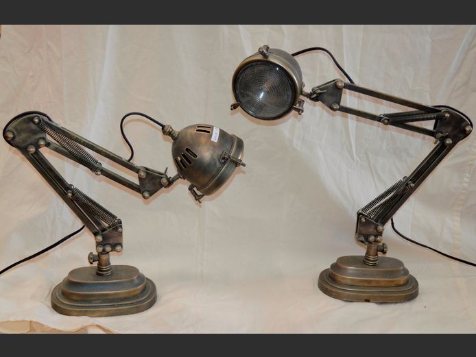 PAIR VINTAGE ADJUSTABLE LAMPS, 60cm High
