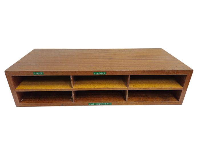 Vintage Wooden Desktop 6-Compartment Document Organizer