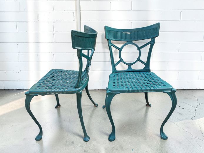 Pair of Cast Aluminum Garden Chairs