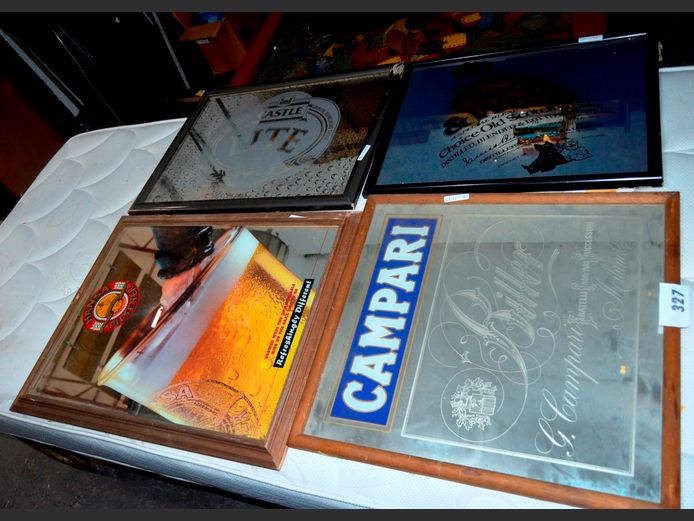 LOT OF 4: FRAMED BAR MIRRORS