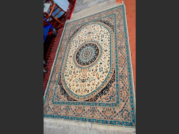 BLUE, BROWN & CREAM PERSIAN CARPET, 226 x 150cm