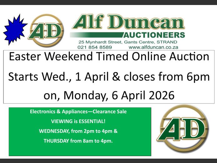 Easter Weekend Electronics & Appliances Timed Online Auction