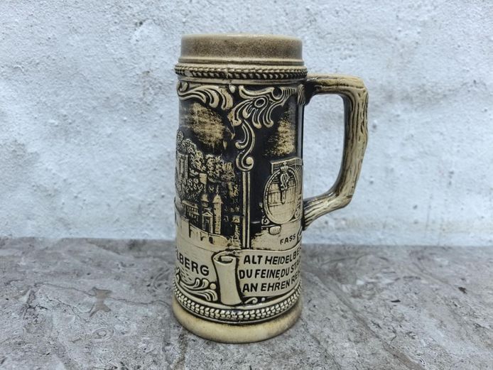 German Original Gerzit Heidelberg Relief Beer Stein