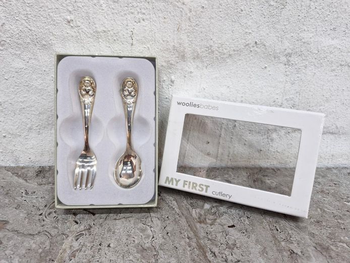 Woolworths Teddy Bear Silver Plated Child’s Fork and Spoon Set (New)