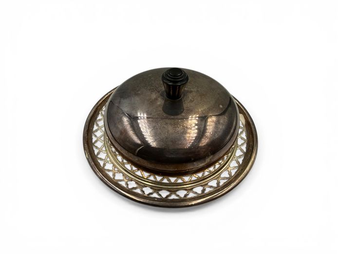 Vintage Silver-Plated Butter Dish with Glass Insert