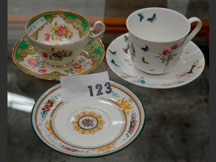 PARAGON DUO, NINA CAMPBELL DUO & A WEDGWOOD SAUCER