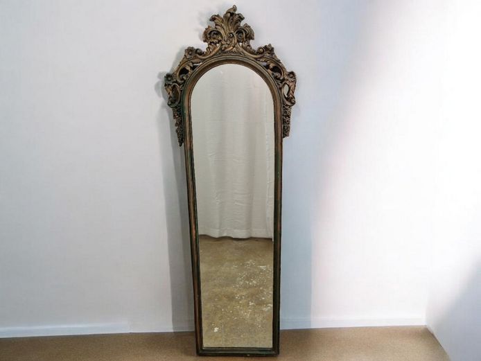 Rococo Style Carved Aged Gilded Wall Mirror