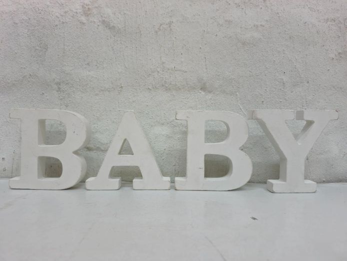 Wooden "BABY" Freestanding Block Letter Sign Set