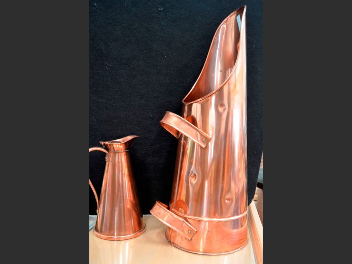 COPPER: COAL SCUTTLE & PITCHER, 60cm & 26cm High