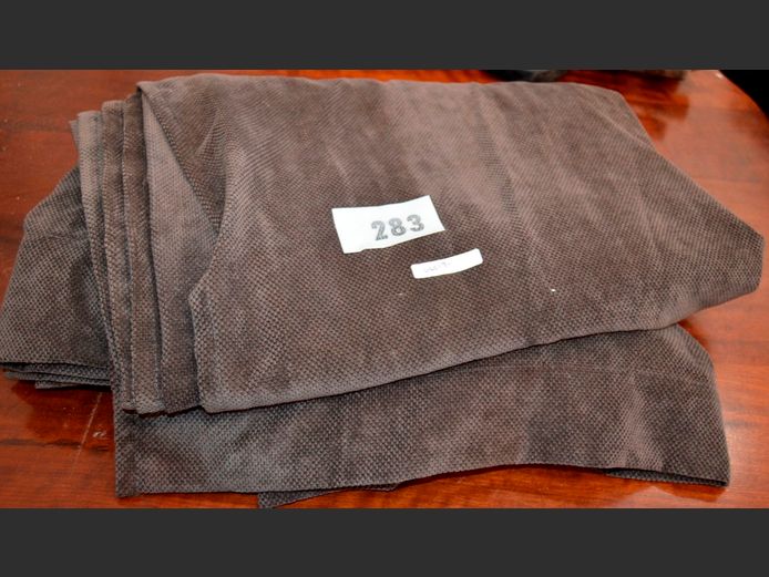 PAIR DARK BROWN EYELET CURTAINS