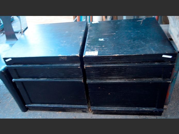 PAIR BLACK PAINTED BEDSIDE PEDESTALS, 50 x 47 x 56cm [Water damaged]