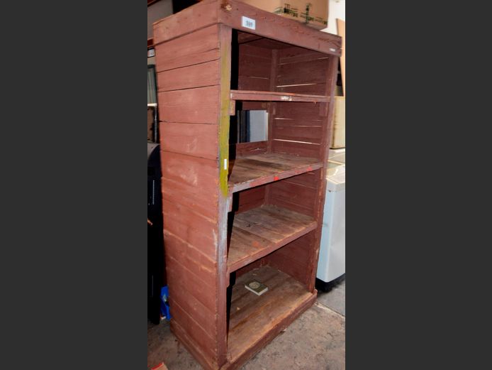 RUSTIC OREGON PINE 4-TIER GARAGE SHELF, 91 x 55 x 185cm [Damaged]
