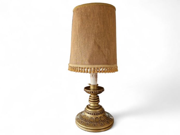 Mid-Century Large Gilded Ceramic Base Lamp