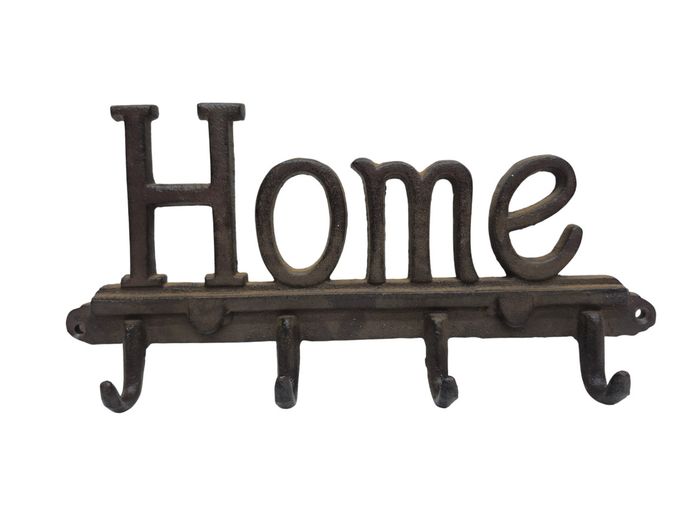 Rustic Cast Iron "Home" Wall Rack & Key Holder
