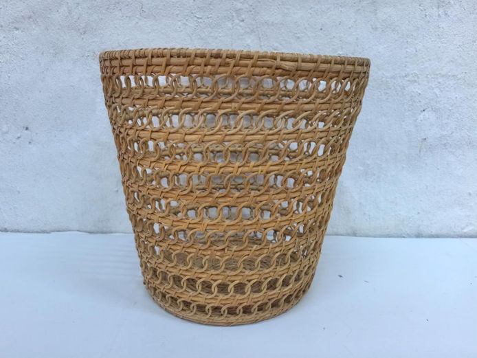 Vintage Open-Weave Rattan Basket